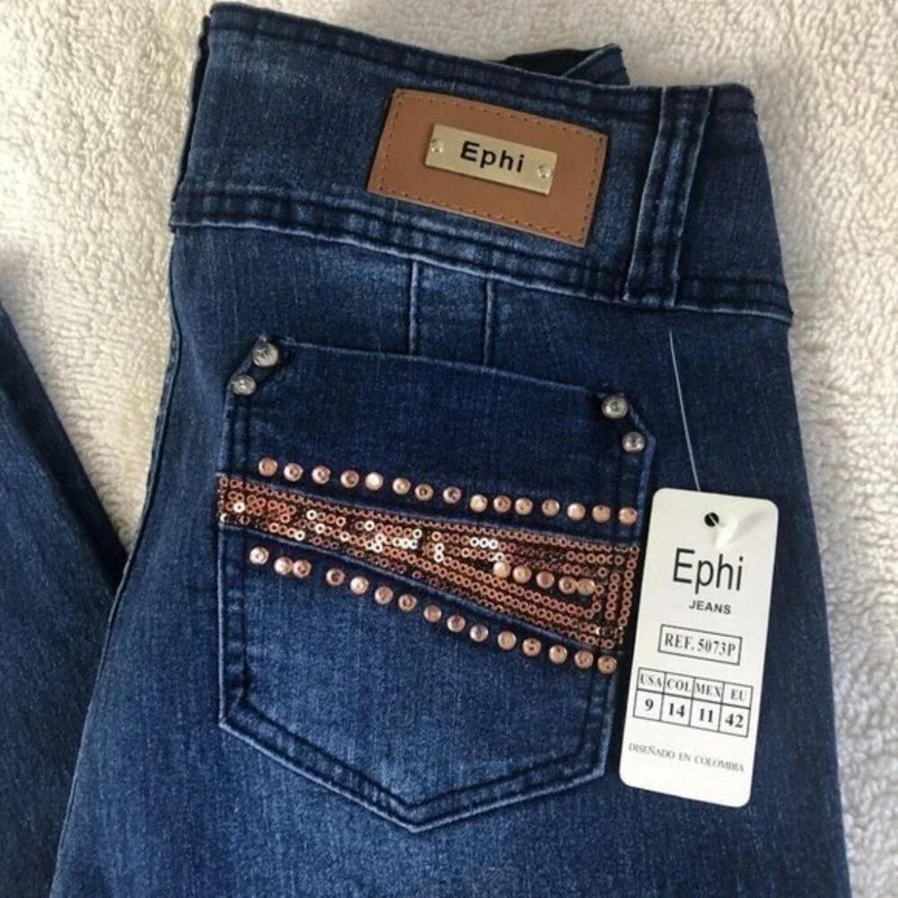 Ephi Jeans Women's Jeans Butt Lifter Technology Embellished Jeans High Waist 31